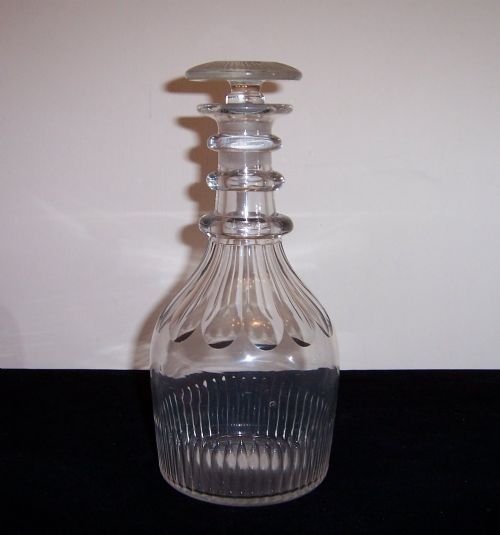 a georgian cut glass three ring neck decanter