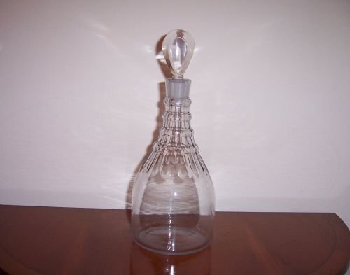 a georgian glass three ring neck decanter