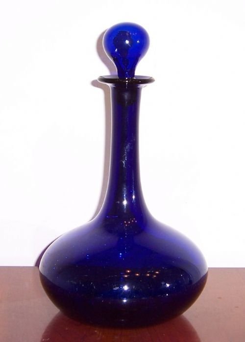 a good early 19th century bristol blue ships decanter