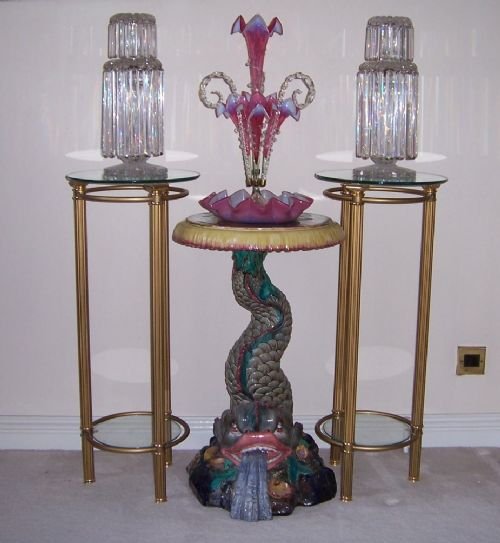 rare majolica tablepair of regency lustersvictorian epergne