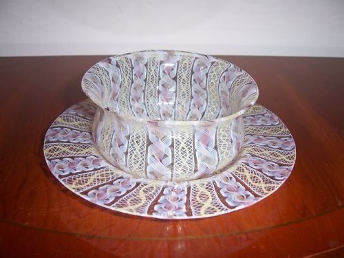 a 19th century venetian glass finger bowl and stand 2