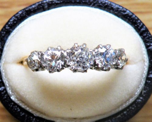 a fine edwardian five stone diamond ring app' 13 carats set in platinum