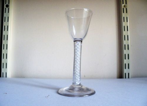 an 18th century double series opaque twist stem wine glass