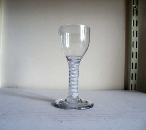 an 18th century opaque twist stem wine glass