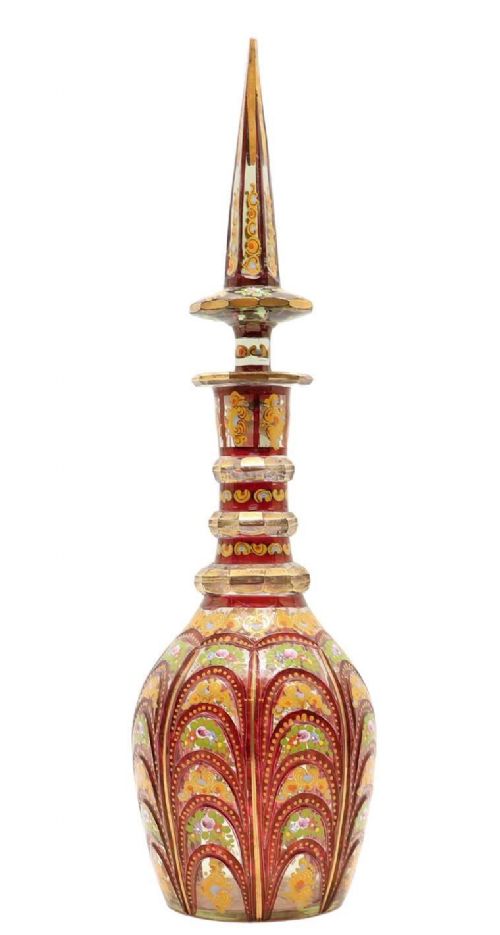 a superb 19th century tall bohemian decanter made for the turkish market probably by moser