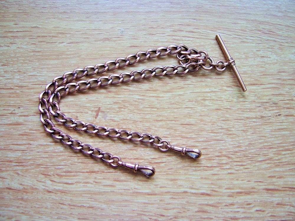 an antique 9 carat rose gold double albert chain