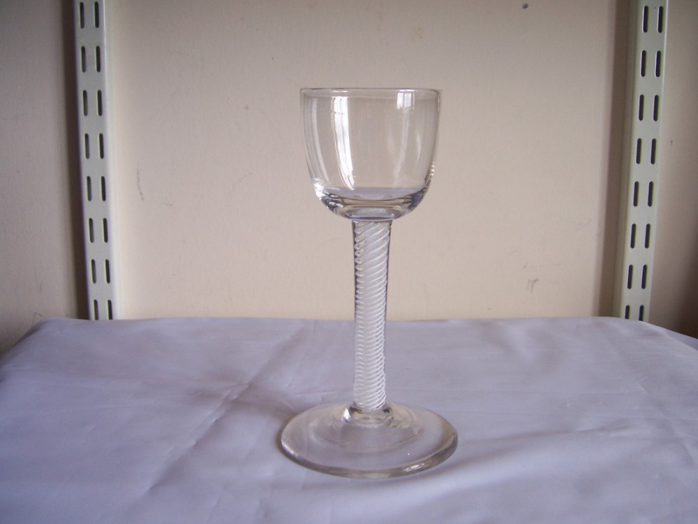 an 18th century opaque twist stem wine glass circa 1770