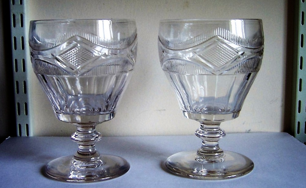 a pair of superb large antique georgian cut glass rummers