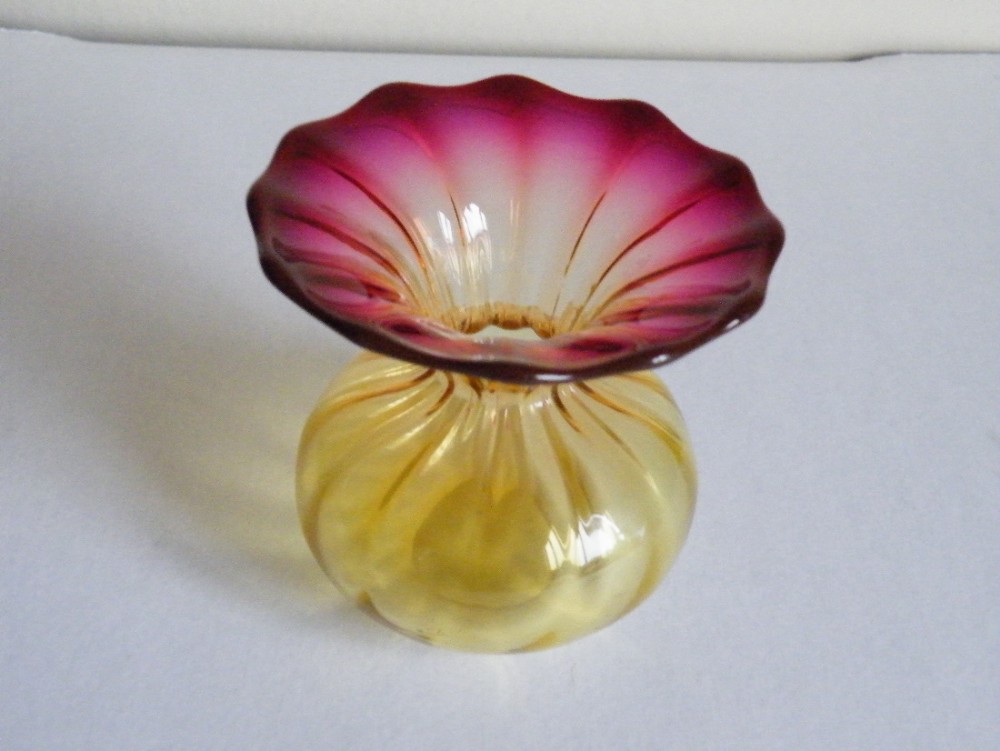 a rare alexandrite glass posy vasemade by thomas webb of stourbridge
