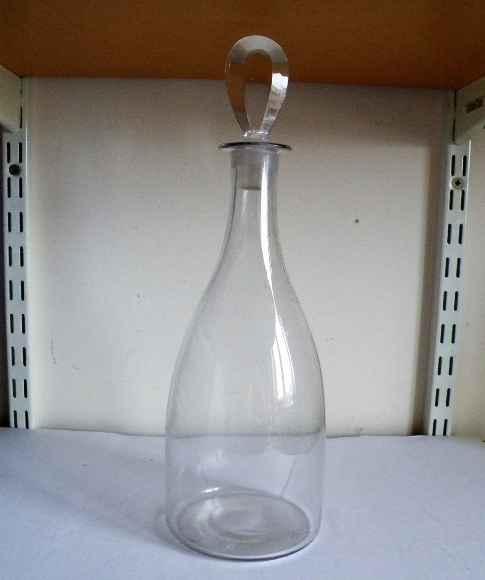 a large 18th century glass taper neck decanter bottle and a half capacity