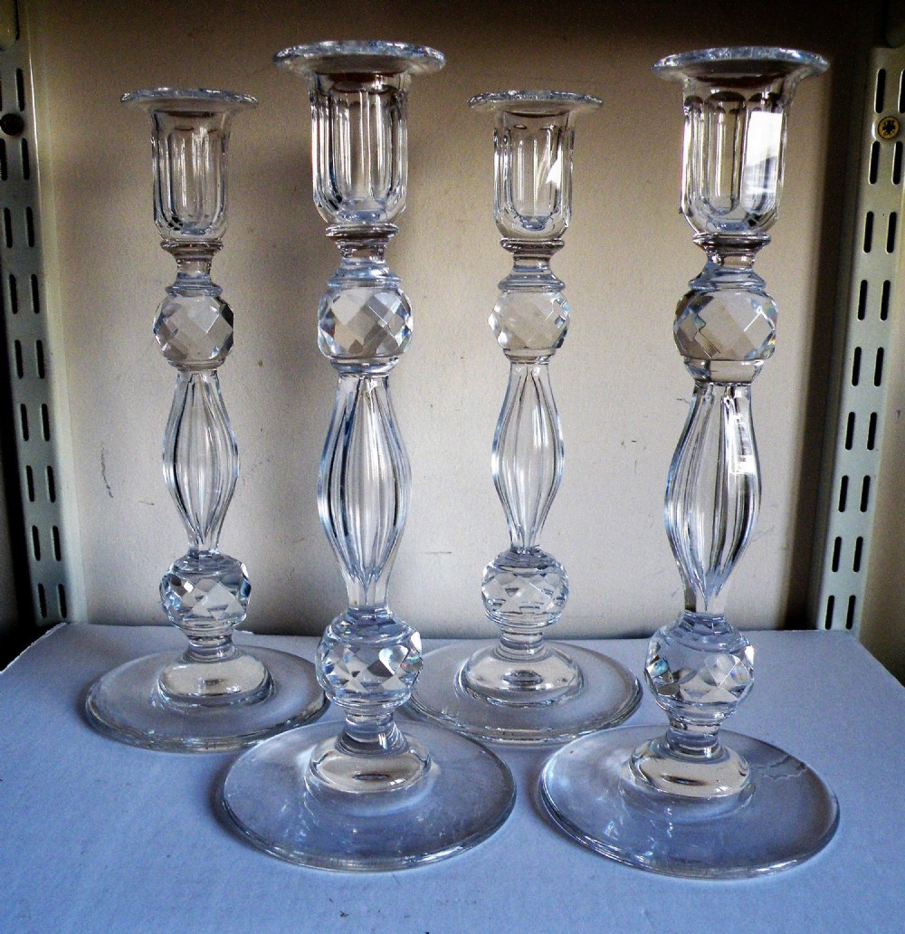 a good set of 4 19th century cut glass candelsticks circa 1860