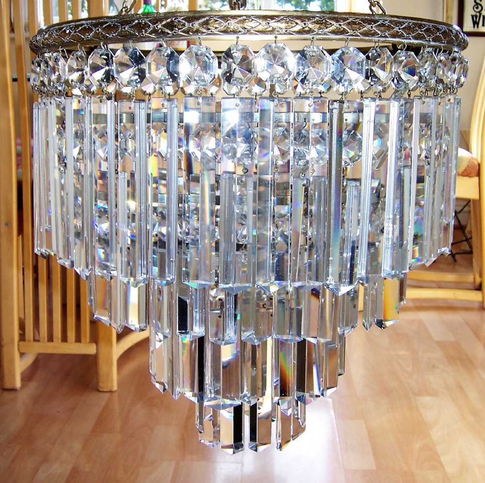 a superb quality victorian glass four tier waterfall chandelier