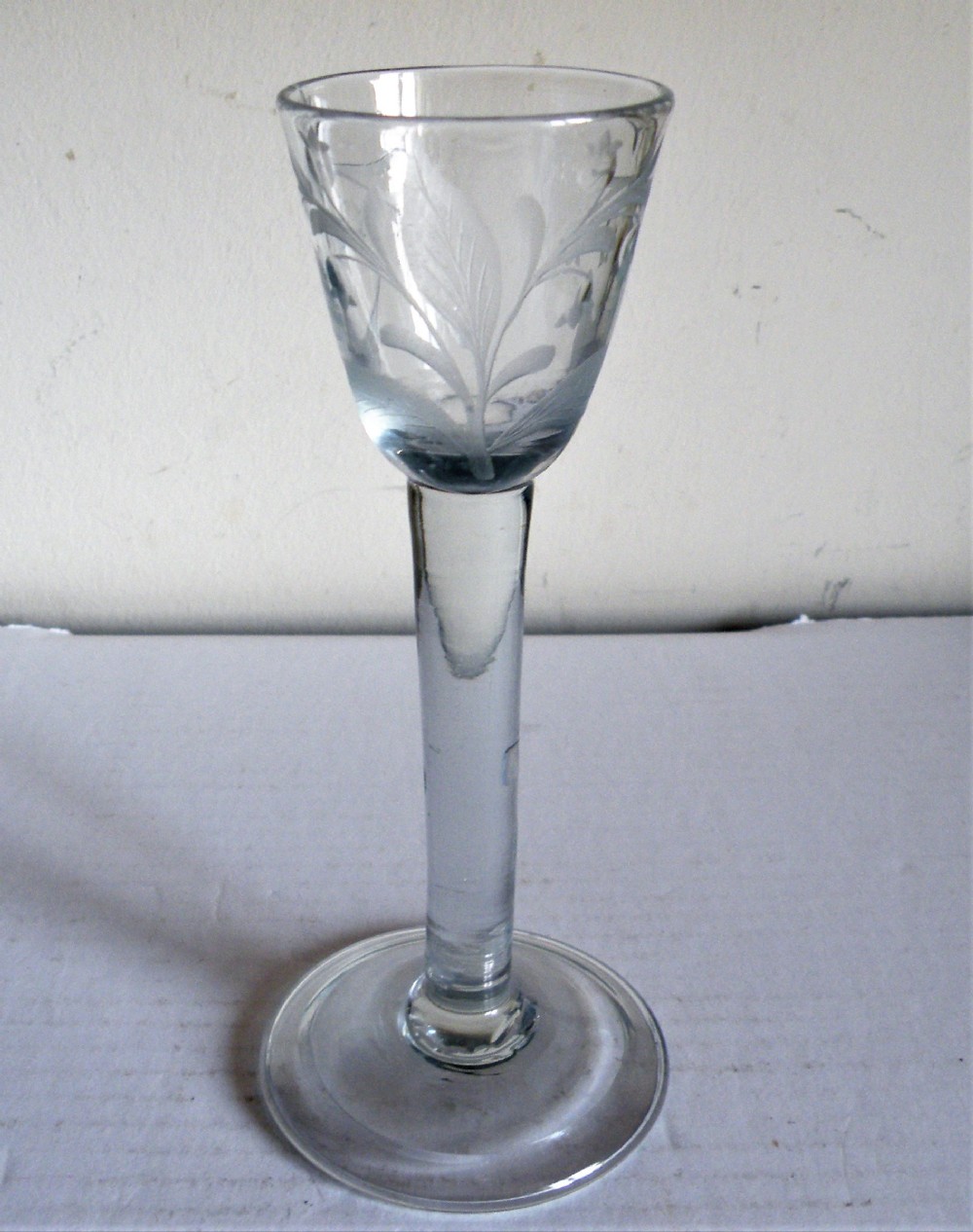 a rare 18th century jacobite sympathy engraved cordial wine glass