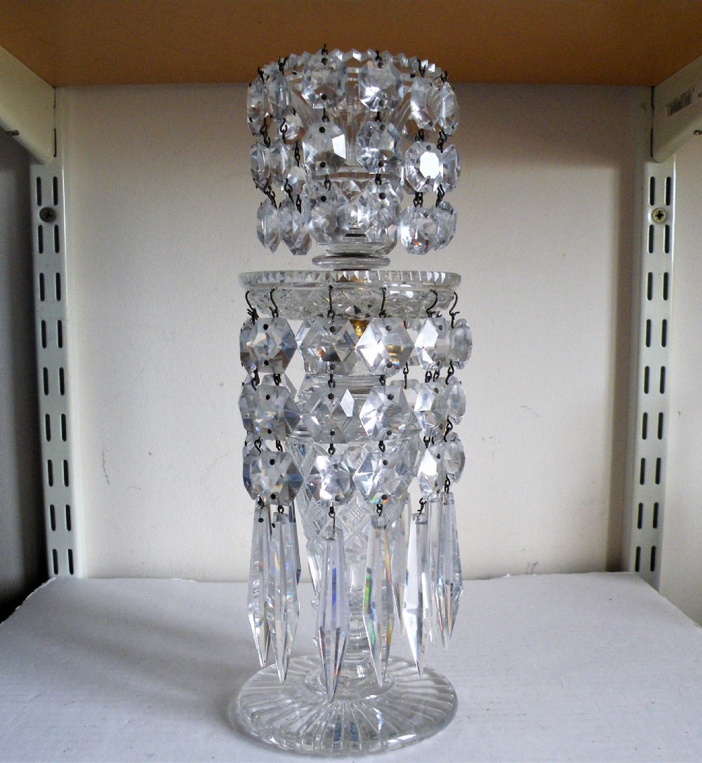 a good regency cut glass luster candelstick circa 1830