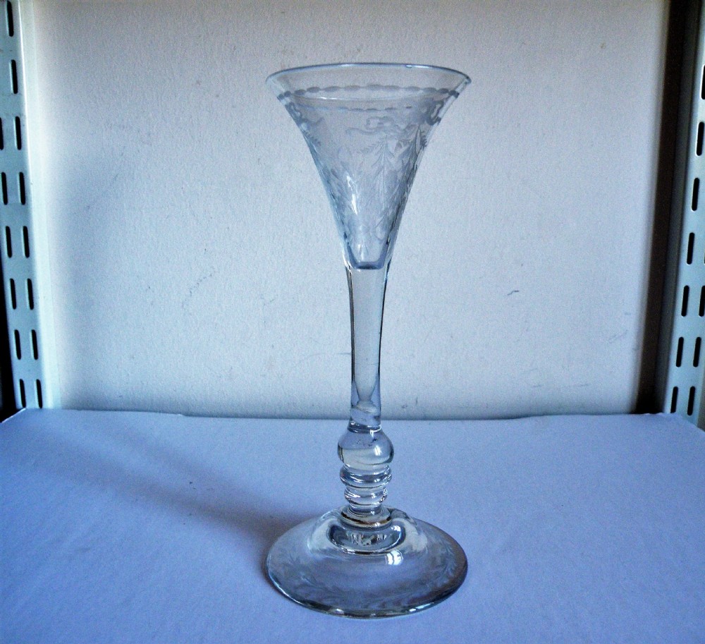 a rare georgian engraved balustroid wine glass
