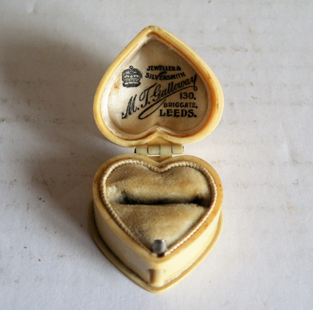 a nice art deco heart shape celluoid ring box