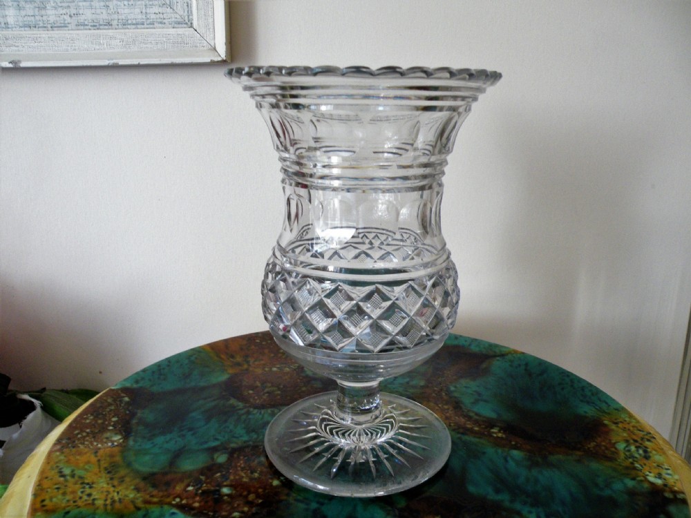 a good large georgian cut glass celery vase