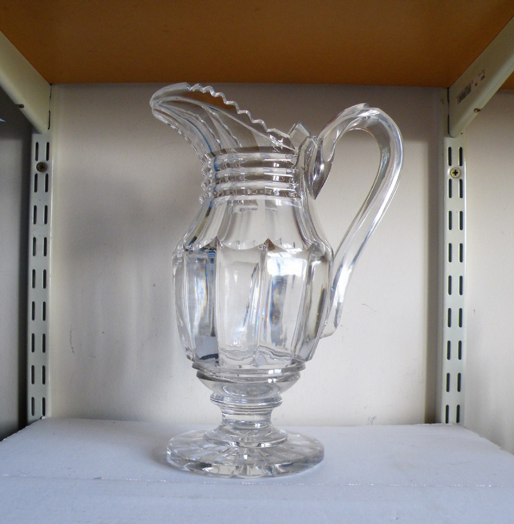 a fine and rare large regency pillar cut glass champagne jug circa 1820