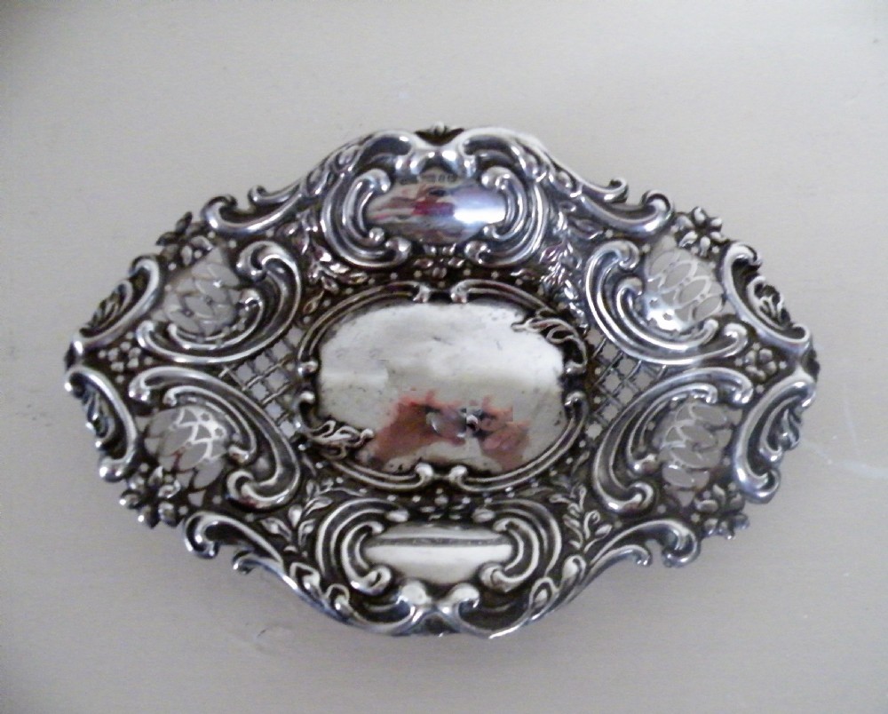 a victorian pierced and embossed silver dish 1897