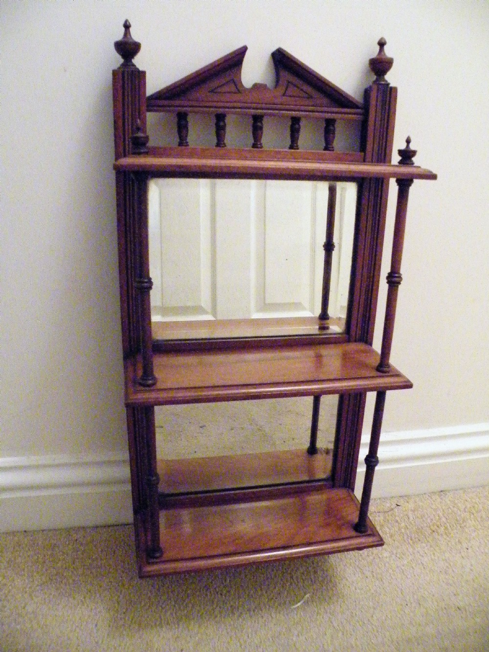 edwardian mahogany mirror back wall shelves