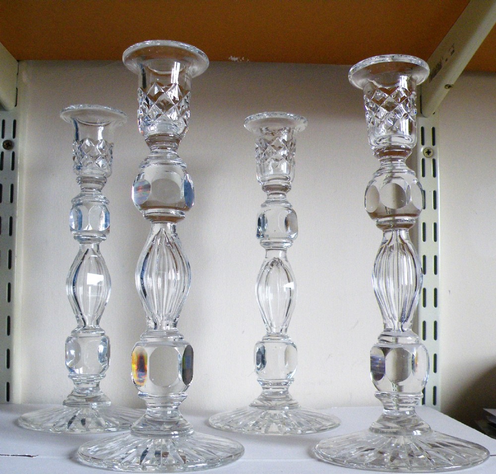 a good set of 4 late victorian cut glass candelsticks