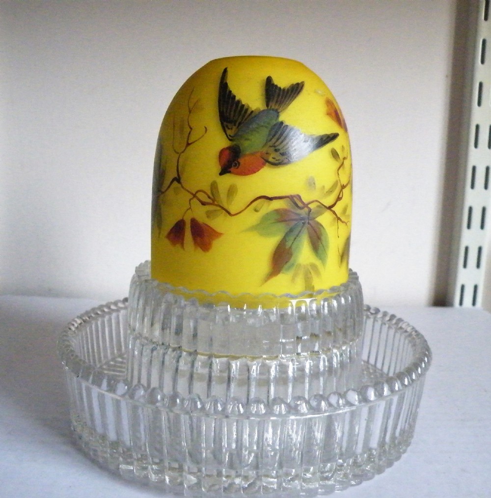 a rare victorian citron ground decorated glass night light