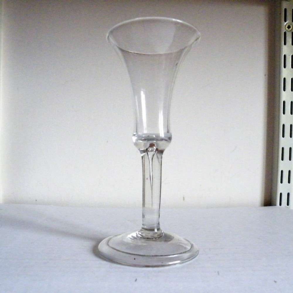 an 18th century teared drawn stem wine glass circa 1740