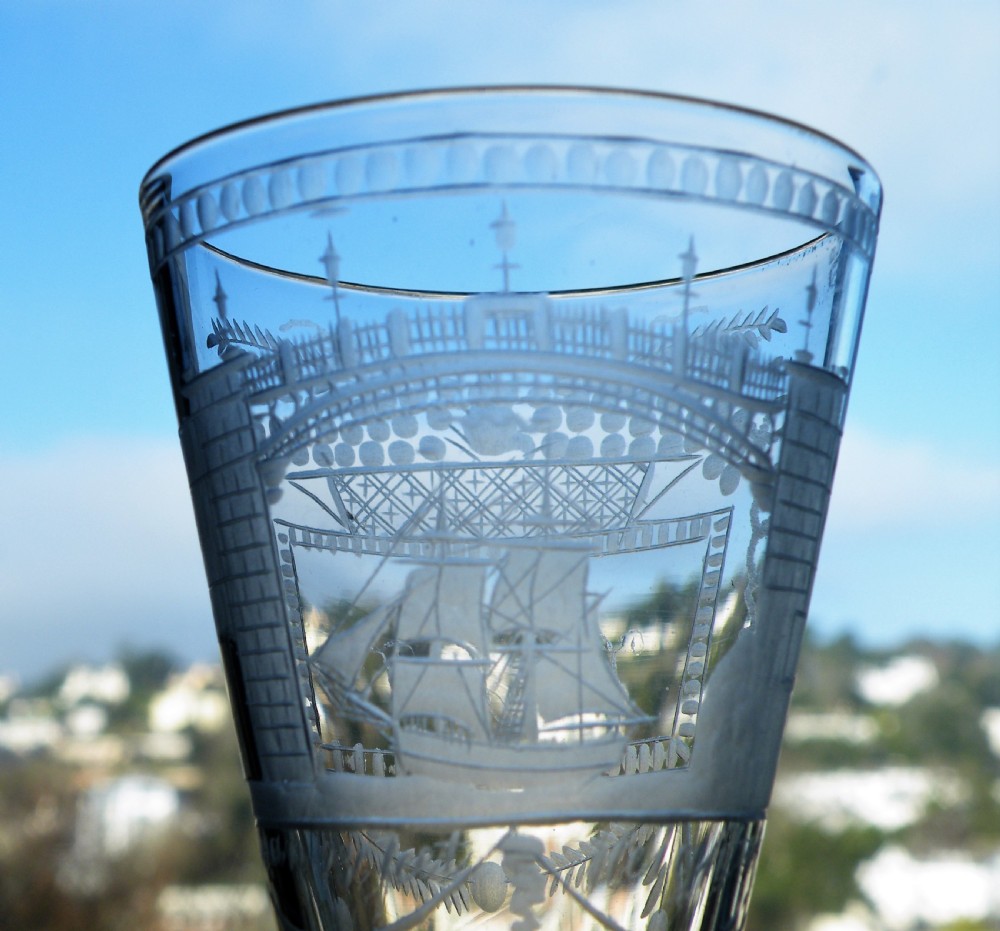 a rare mid 19th century sunderland bridge champagne flute circa 1860