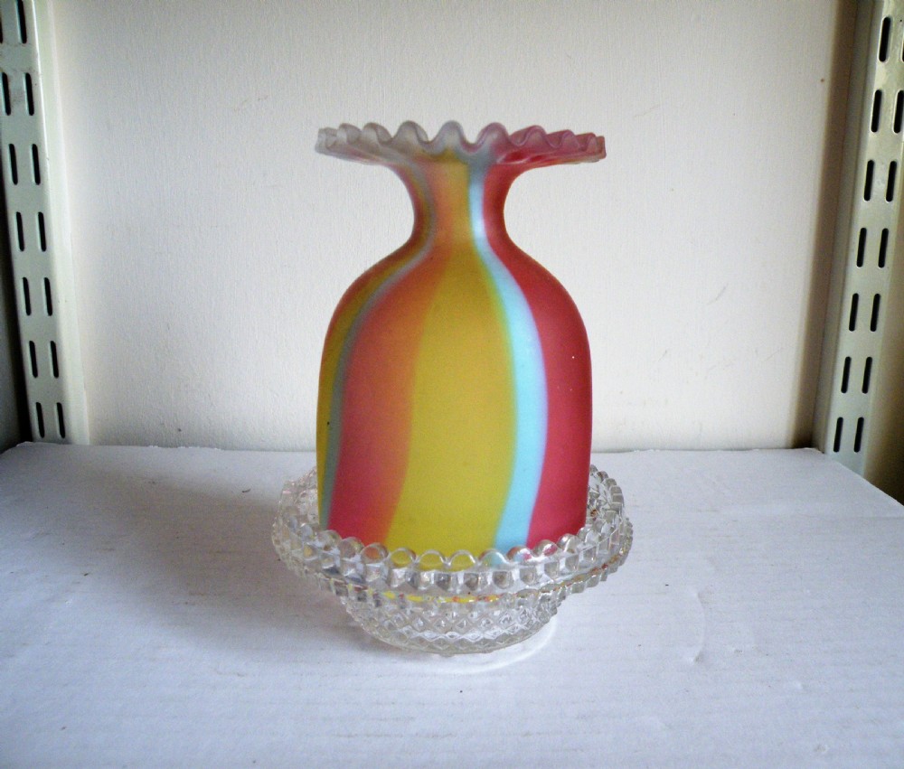 a victorian antique rainbow coloured glass nightlight