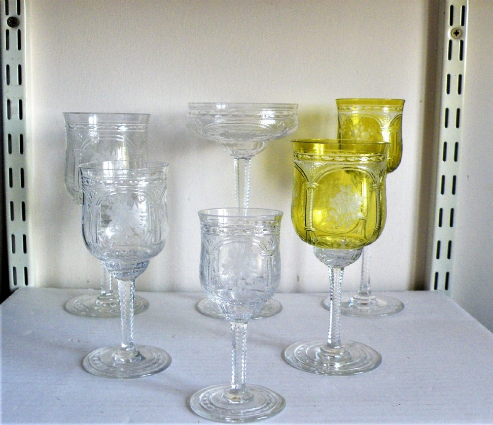 an elegant and handsom suite of 19th century engraved drinking glasses