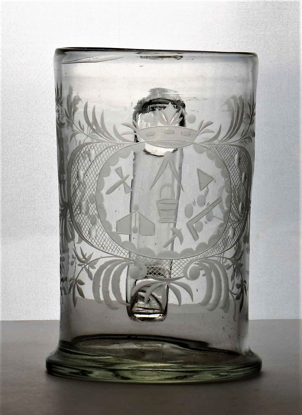 a very rare georgian masonic glass tankard