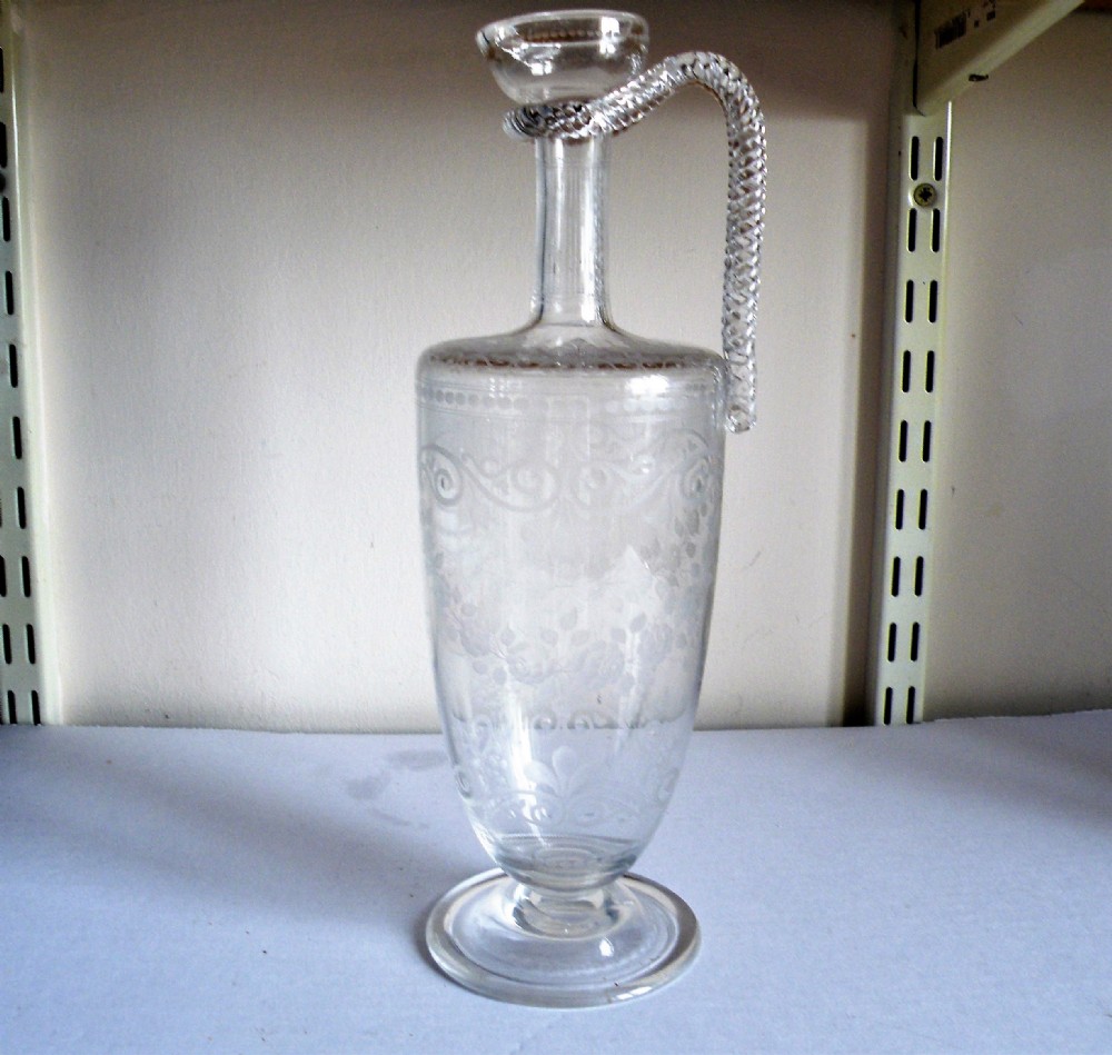 a good victorian engraved glass claret jug from the richardson factory stourbridge