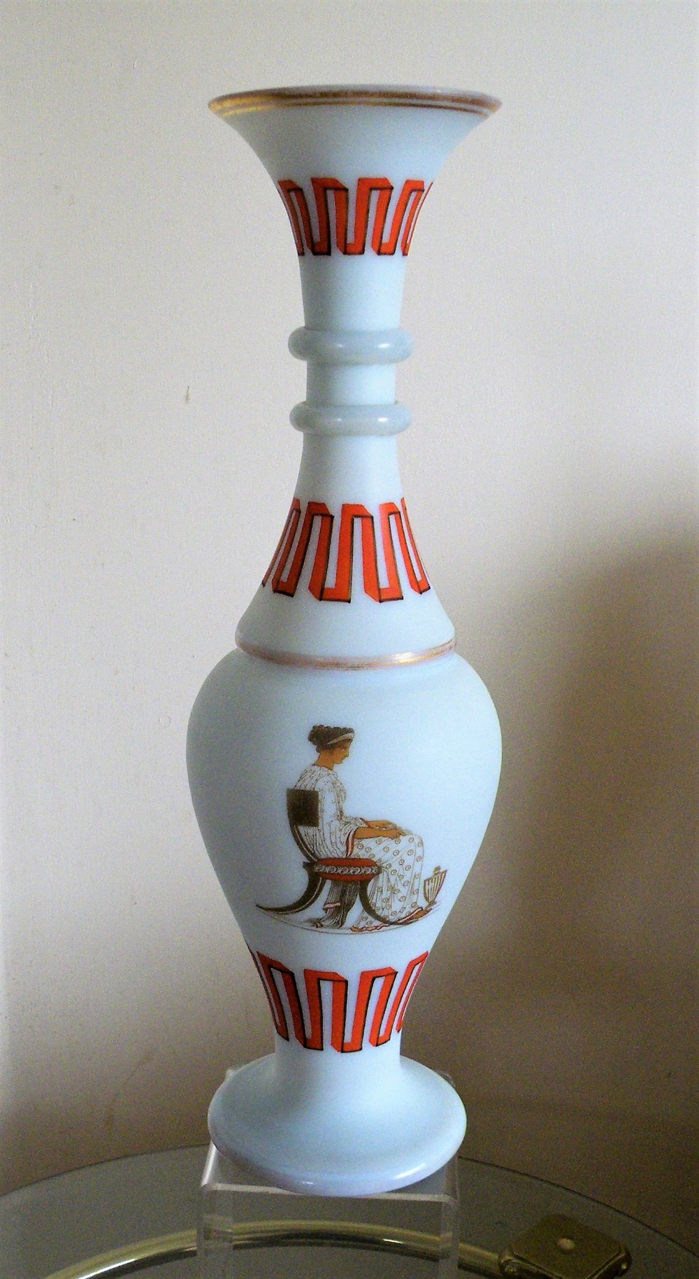 a large etruscan style opaline glass vase in the manner of richardsons mid19th century