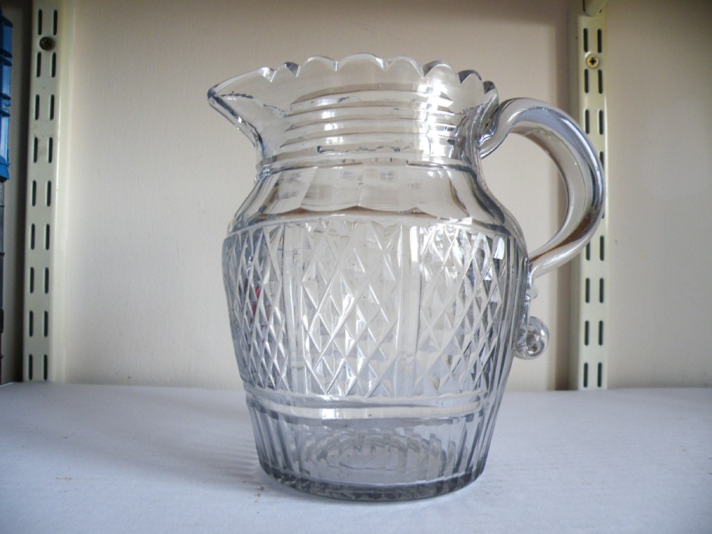 a good georgian cut glass water jug probably irish circa 17901800