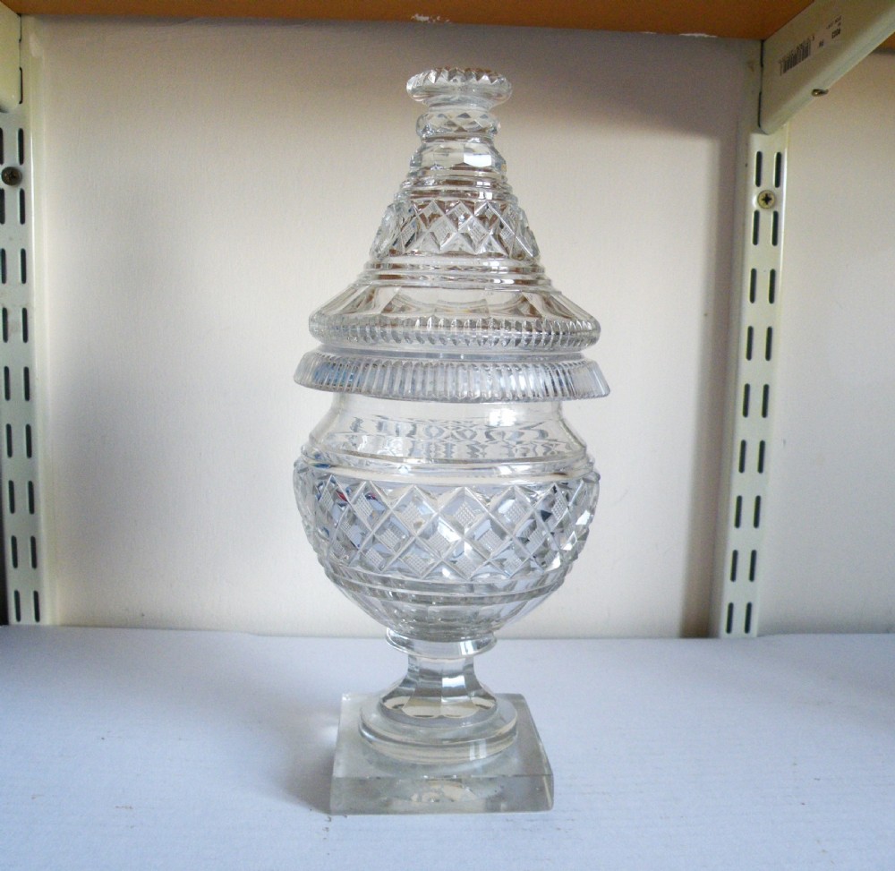 a good regency cut glass confiture vase and cover