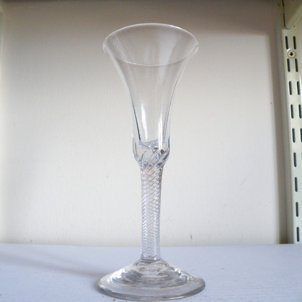 a tall 18th century air twist stem wine glass circa 1745