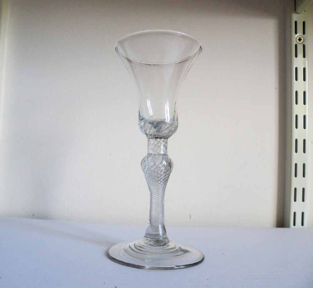 a tall 18th century air twist stem wine glass circa 1745