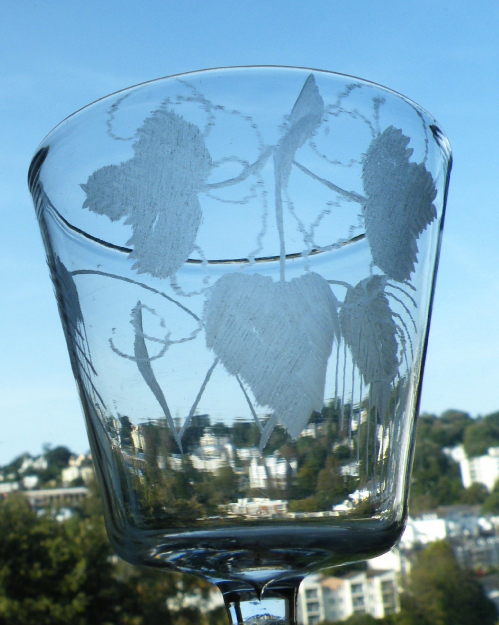 an 18th century engraved ale rummer glass