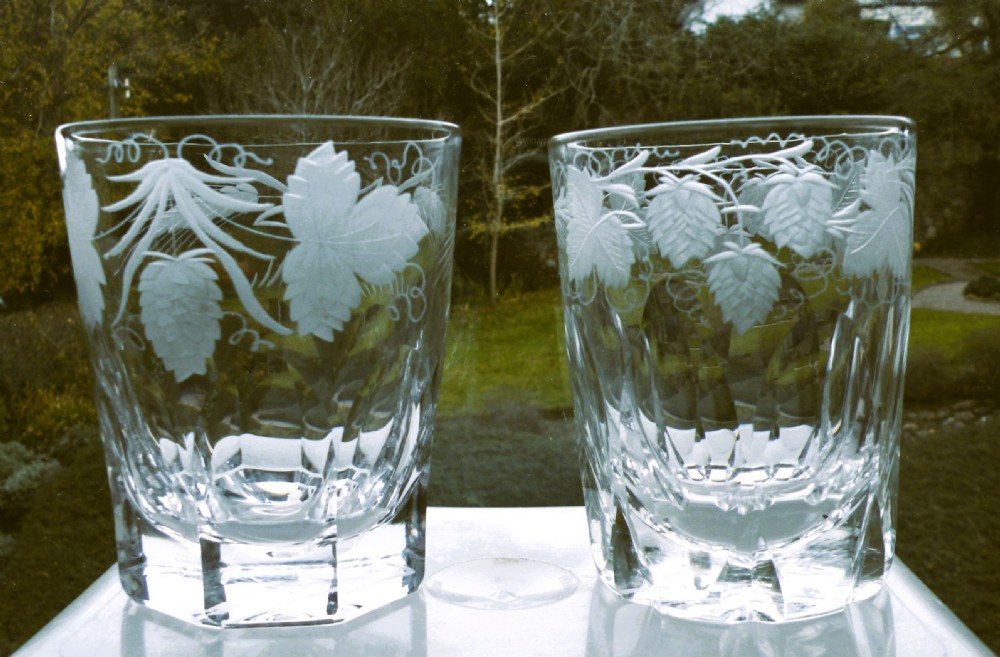 a rare pair of 19th century his and hers last drop tumblers