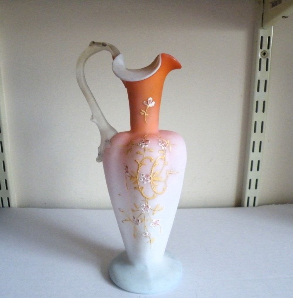 a victorian satin glass decorated ewer