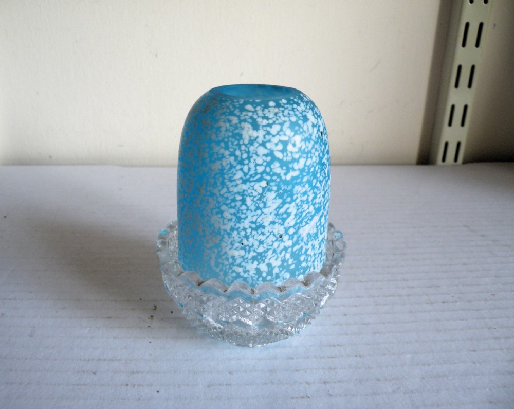 victorian blue satin finish glass snowstorm pyramid size nightlight
