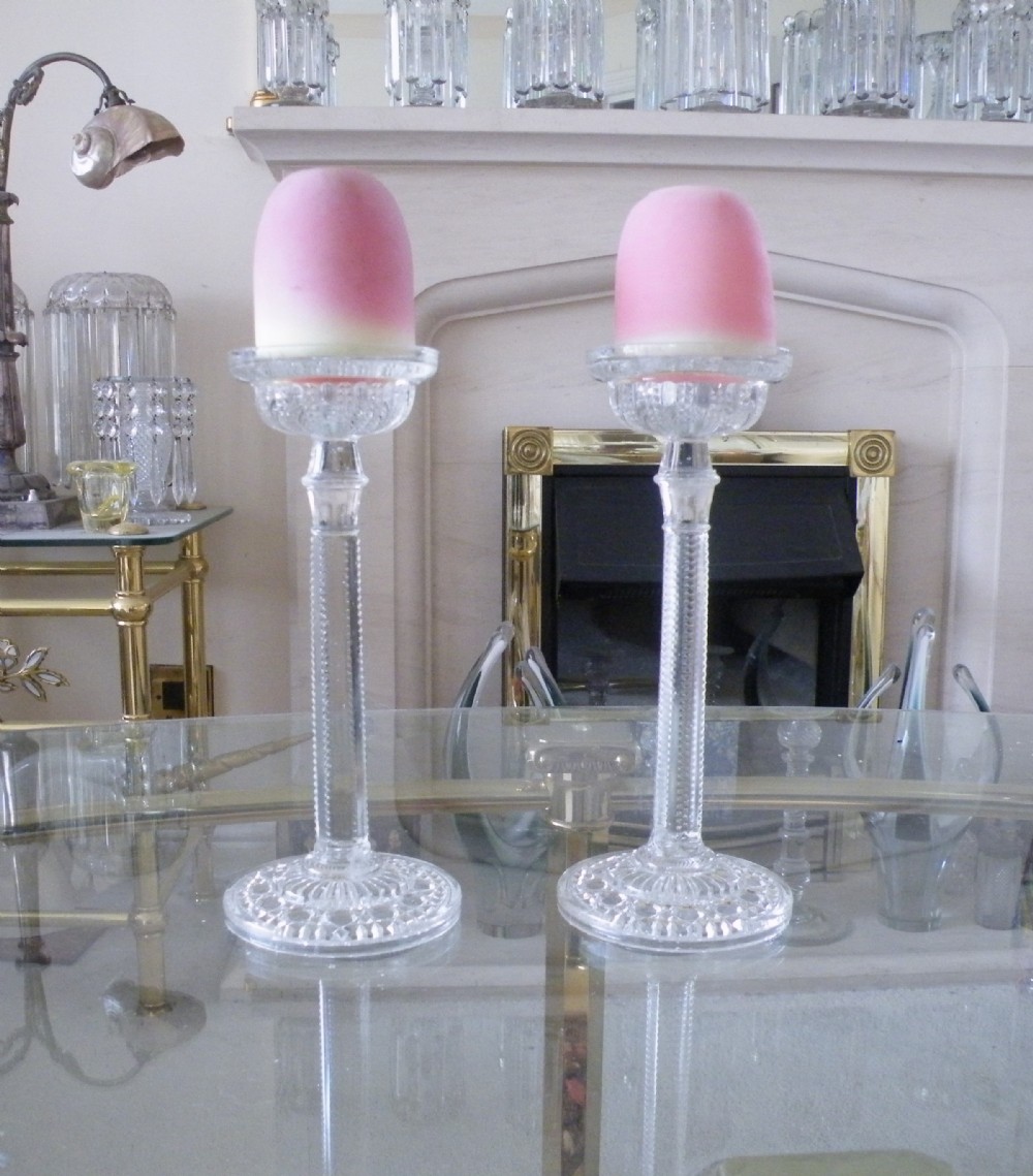 a good pair of victorian thomas webb burmese glass fairy lamp night lights on stands