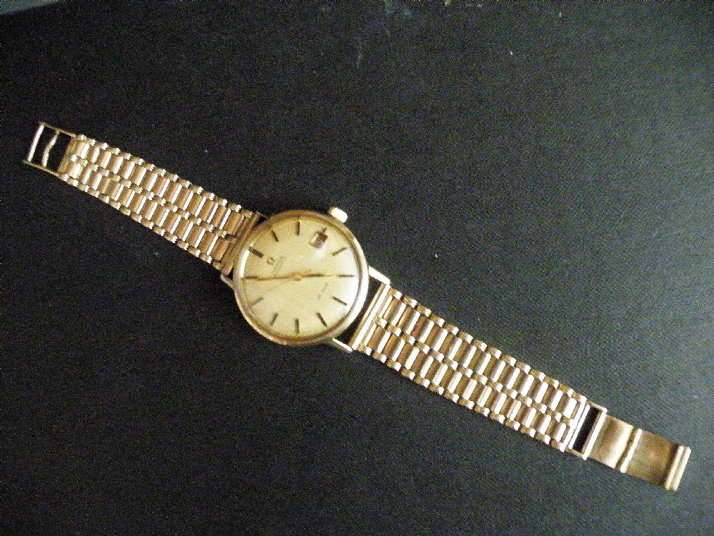 a quality 9 carat gold omega seamaster dayjust automatic wristwatch